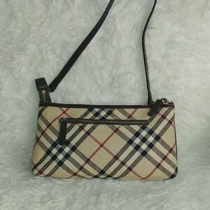 Auth Burbery Blue Label Nova Check Canvas LeatherElegant Checkered Cr Bag